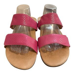 Vionic Randi Pink Snakeskin Adjustable Strap Orthotic Slide Sandals Womens 12W